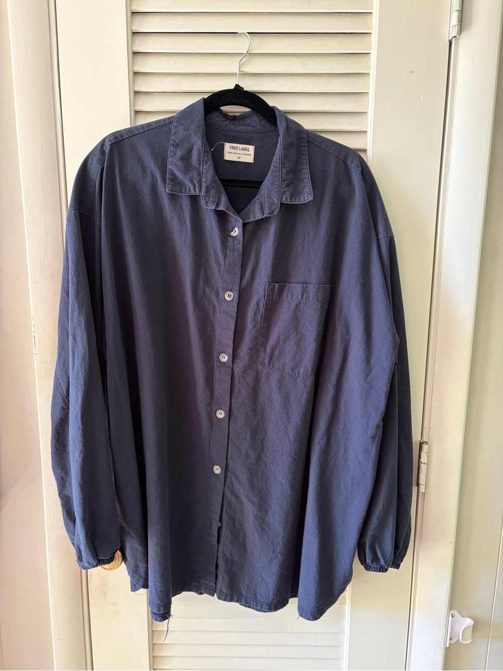 Free Label Tommy Button Up Shirt Women’s 3X Navy Cotton Crepe